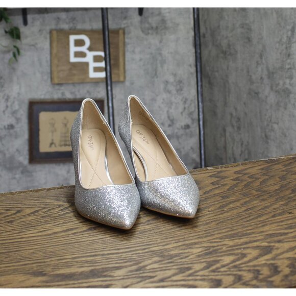 NWT On 34th Jeules Pointed-Toe Slip-On Pumps 10018690000 Silver Glitter 7M - Picture 7 of 10
